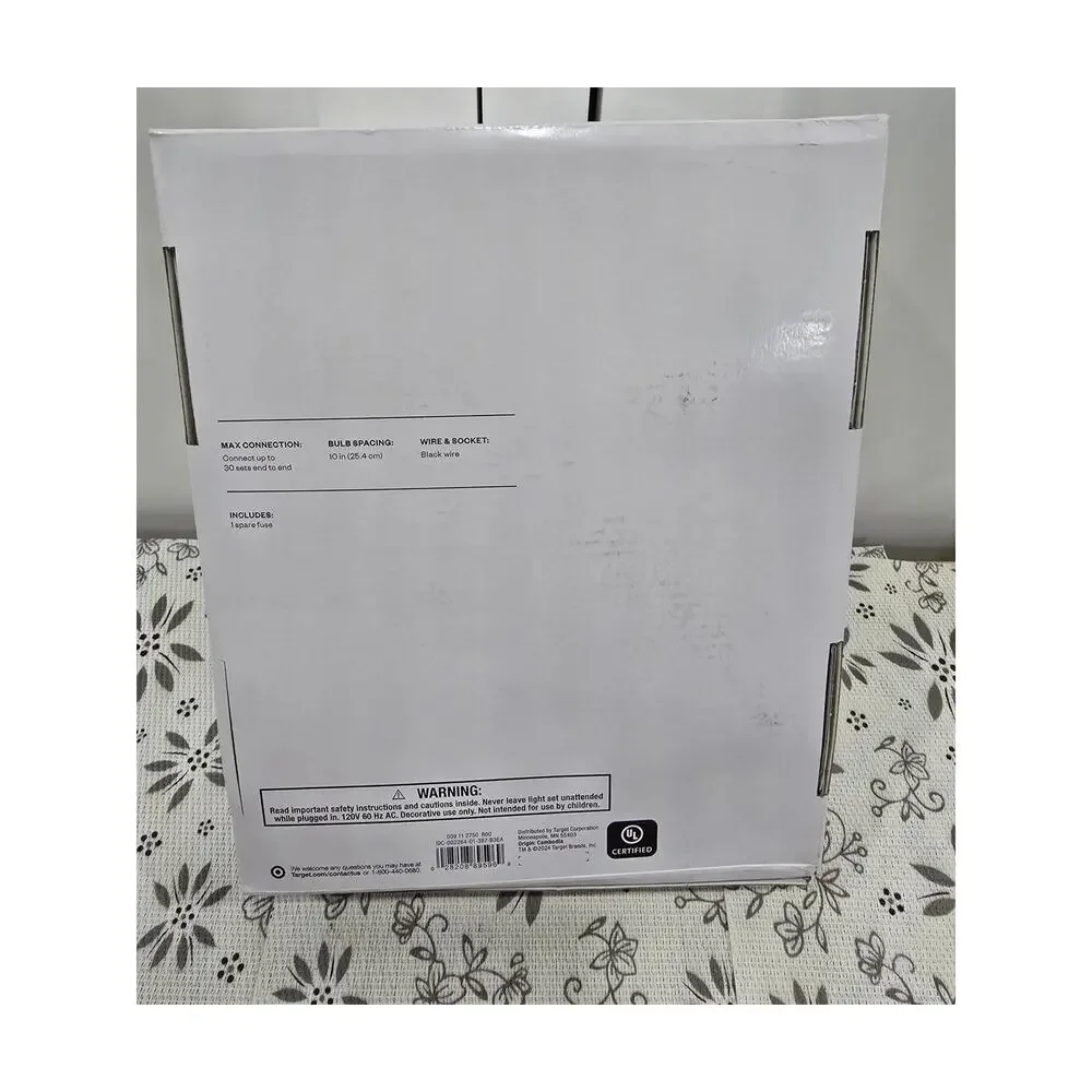 Room Essentials LED String Lights – Black Cord, Warm White - New in Box (Tested)